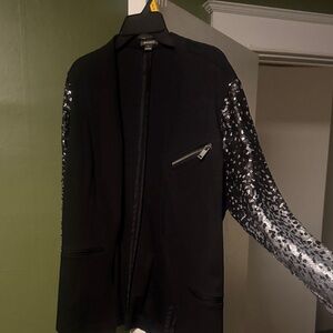 Black Jacket with Sequin Sleeve Detail